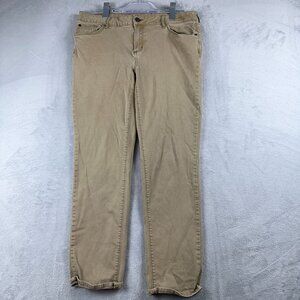 Eddie Bauer Womens Curvy Slim Straight Pants Specially Dyed Khaki Beige Size 14